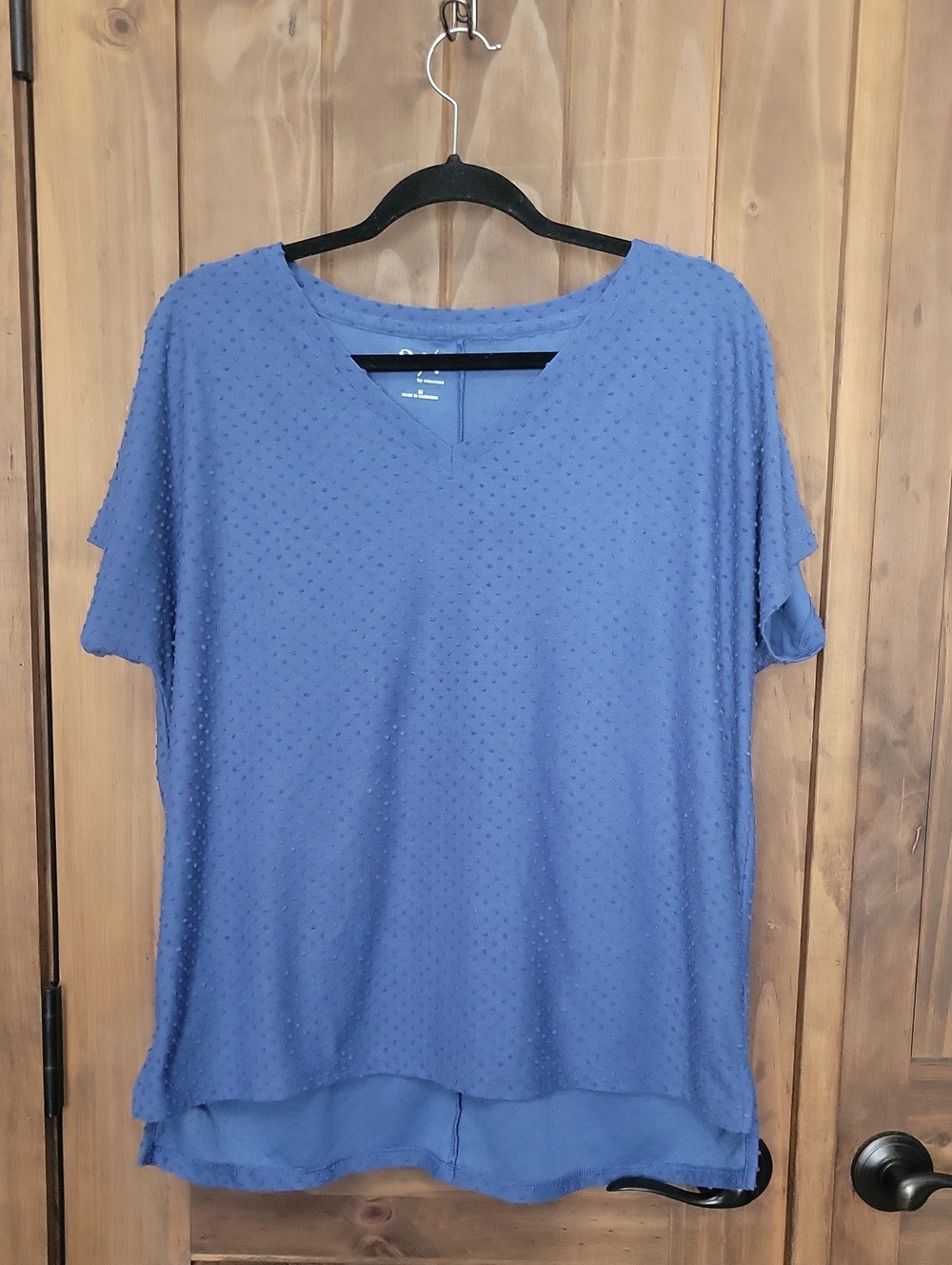 Maurices Blue Textured V-Neck Short Sleeve Tunic